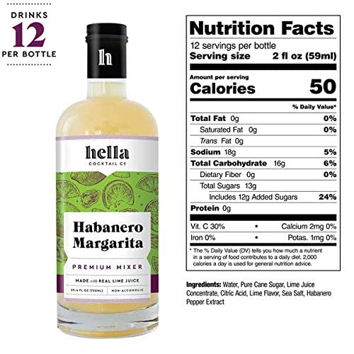 Hella Cocktail Co., Bitters Habanero Margarita Mixer, 750ml - All-Natural Habanero Margarita Mixer