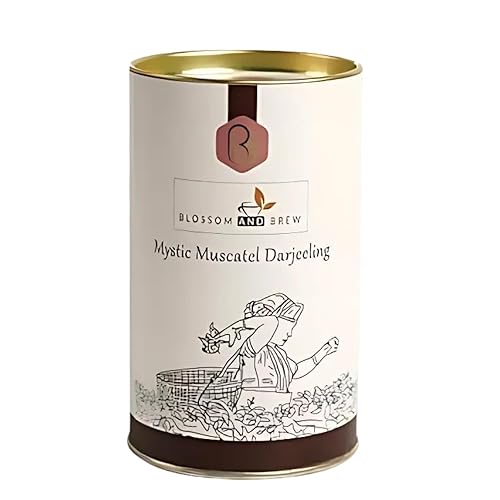 Blossom & Brew Mystic Muscatel Darjeeling Loose Leaf 2nd Flush Black Tea (1.76oz) with Signature Muscatel Notes - Aromatic Indian Chai from Teesta