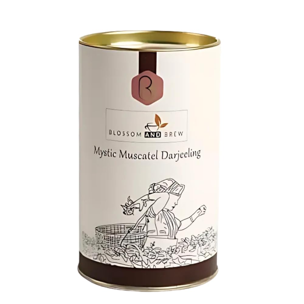 Blossom & Brew Mystic Muscatel Darjeeling Loose Leaf 2nd Flush Black Tea (1.76oz) with Signature Muscatel Notes - Aromatic Indian Chai from Teesta