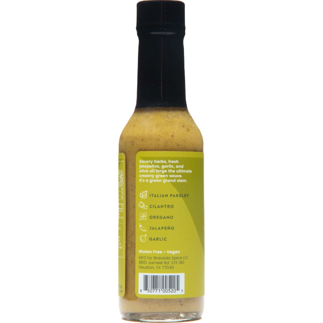 Creamy Herb And Jalapeño Hot Sauce By Bravado Spice Gluten Free, Vegan, Low Carb, Paleo Hot Sauce All Natural 5 oz Hot Sauce Bottle Award Winning