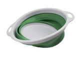 SAMMART 2.6L (0.68 Gallon) Collapsible Tub - Foldable Dish Tub - Portable Washing Basin - Space Saving Plastic Washtub (Grey/Dark Sea Green (Set