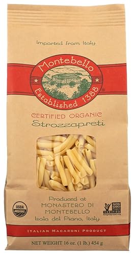 Montebello Organic Pasta, Strozzapreti, 16-Ounce Bag (Pack of 5) by Montebello