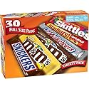 M&M'S, SNICKERS, 3 MUSKETEERS, SKITTLES & STARBURST Variety Pack Full Size Bulk Candy Assortment, 56.11 oz, 30 Bars