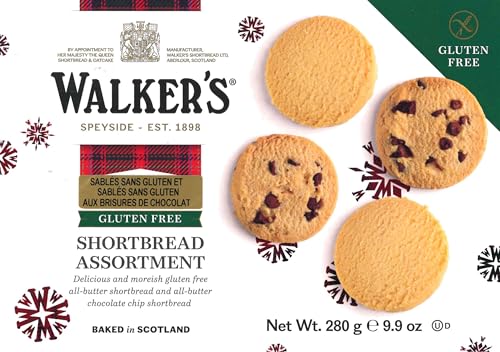 Walker’s Gluten Free Shortbread Cookies - 9.9 oz Shortbread Cookie Box - Includes Assortment of Shortbread Rounds and Chocolate Chip Cookies