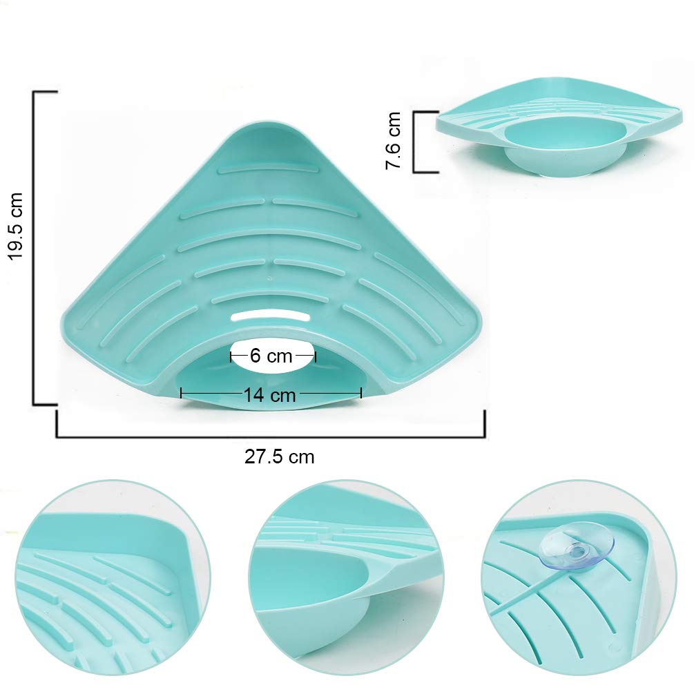 Pretty Handy Kitchen Sink Organizer, Sponge Holder, Soap & Scrubber Caddy (Blue)