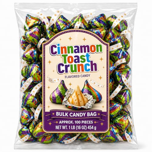 Cinnamon Toast Flavored White Creme Candy Pieces with Crunchy Bits Bulk Bag - 1 lb (Approx. 100 pieces)