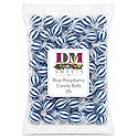 Jumbo Blue Raspberry Striped Candy Balls - 2 lbs of Fresh Individually Wrapped Blue White Sweet Hard Candy Suckers