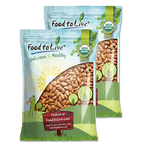 Food to Live - Organic Imported Raw Almonds, 25 Pounds Non-GMO, Whole, No Shell, Unpasteurized, Unsalted, Vegan, Kosher, Keto-Friendly.