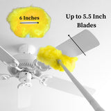 Evelots Ceiling Fan Blade Brush Cleaner - Long Extension Pole - Brush Both Sides at the Same Time - Scratch Resistant Microfiber Feather Cobweb Duster