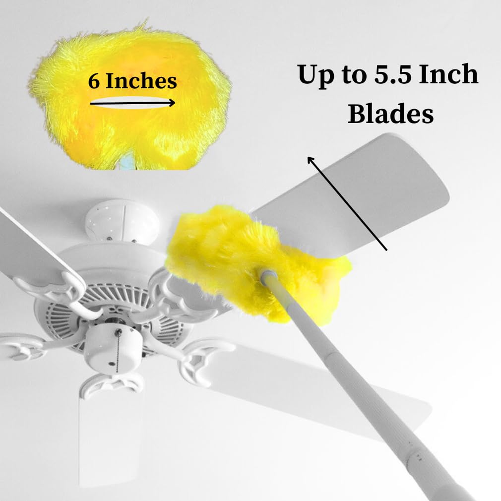 Evelots Ceiling Fan Blade Brush Cleaner - Long Extension Pole - Brush Both Sides at the Same Time - Scratch Resistant Microfiber Feather Cobweb Duster