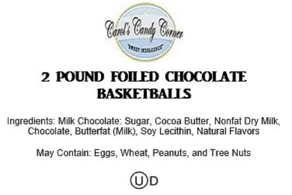 Foiled Solid Milk Chocolate Basketballs - Premium Chocolate Sports Balls - 2 Lb Bag - Approx 166 Pcs