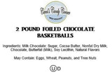 Foiled Solid Milk Chocolate Basketballs - Premium Chocolate Sports Balls - 2 Lb Bag - Approx 166 Pcs