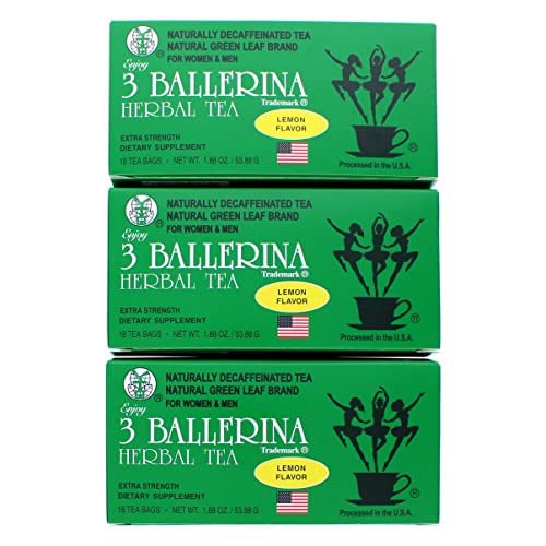 3 BALLERINA TEA DIETERS DRINK EXTRA STRENGH LEMON FLAVOR (3 boxes, 18 tea bags , 1.88 oz ?