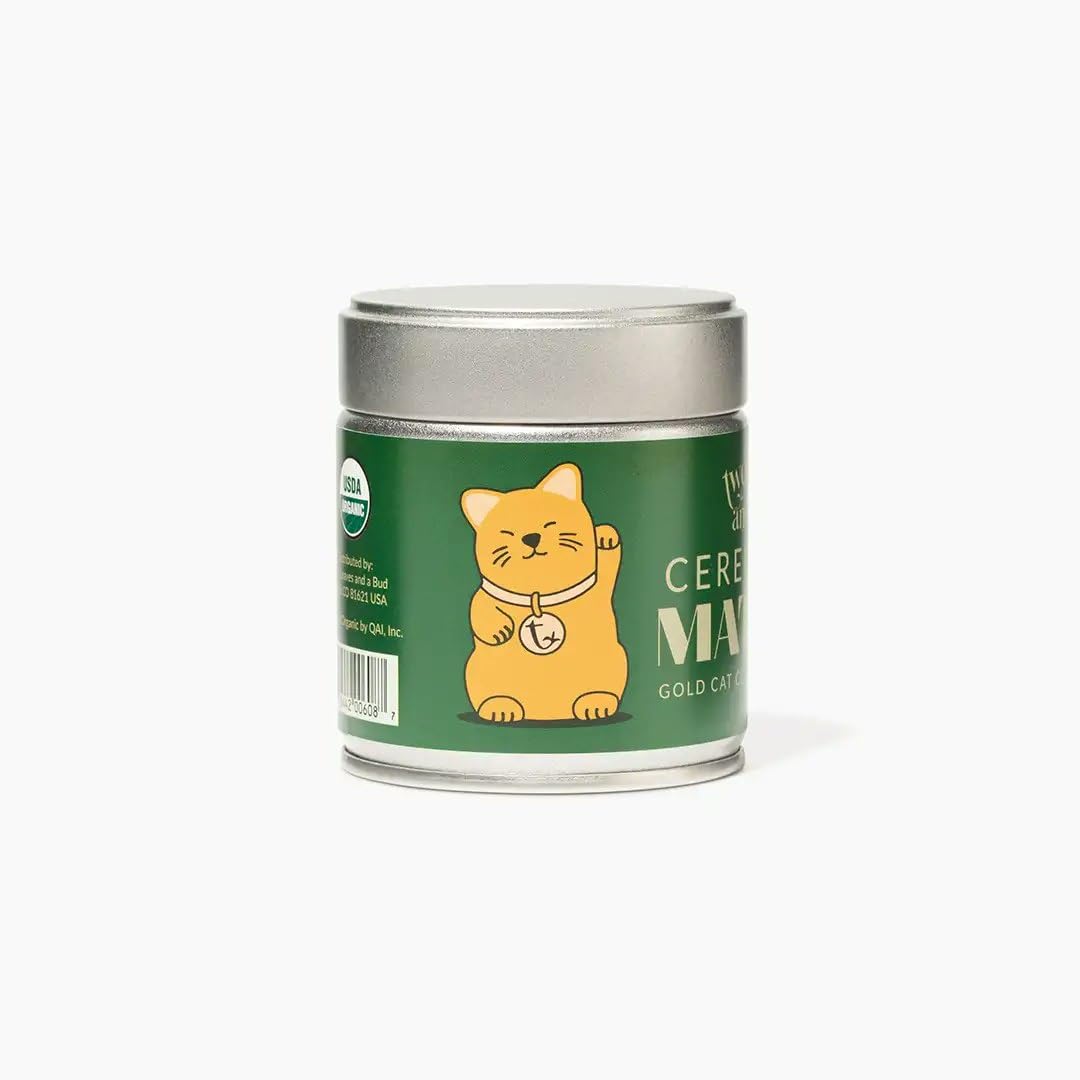 Two Leaves and a Bud Organic Ceremonial Matcha Green Tea, 100% Japanese Matcha powder, 1oz Tin (28.34g)