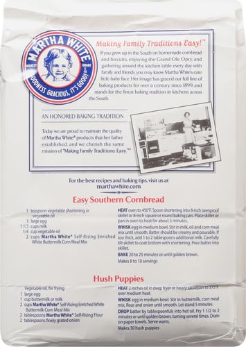 Martha White Self-Rising Buttermilk Corn Meal Mix 5 lb (Pack of 2)