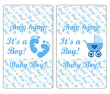 60 Blue Its a Boy Baby Shower Miniatures Candy Bar Wrapper Labels, Baby Shower Miniatures Candy Bar Stickers Decorations, Candy Not Included. Made in