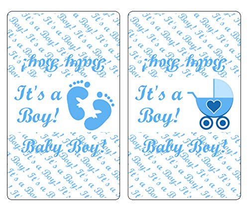 60 Blue Its a Boy Baby Shower Miniatures Candy Bar Wrapper Labels, Baby Shower Miniatures Candy Bar Stickers Decorations, Candy Not Included. Made in