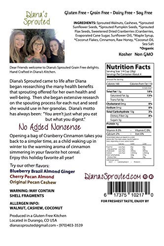 Diana's Sprouted Super Food Sprouted: Nut and Seed Granola Low Carbs Low Suger, No Gluten, No GrainsSampler Pack (All Four Flavors)