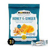 Honees Honey & Ginger Hard Candy Individually Wrapped | Natural & Healthy Candy, Italian Made with Real Honey & Indonesian Ginger, 3 Pack (8.55 oz)