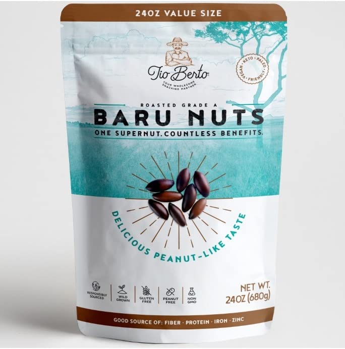 Keto Baru Nuts Roasted 1.5 Pound 24 oz Value Pack, Exotic Gluten Free Snacks | Premium Wild Supernuts Superior to Organic Nuts | Suitable for Vegan