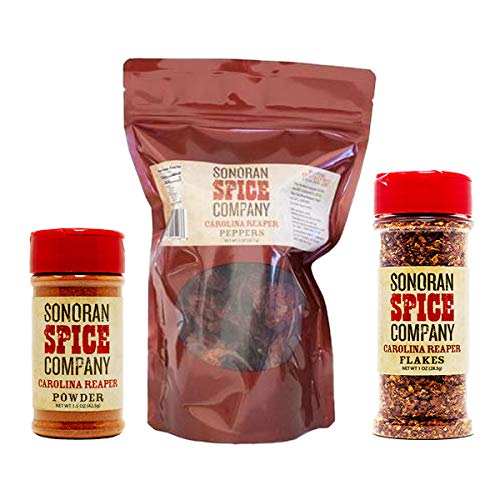 Carolina Reaper Peppers, Powder and Flakes Spice Gift Set
