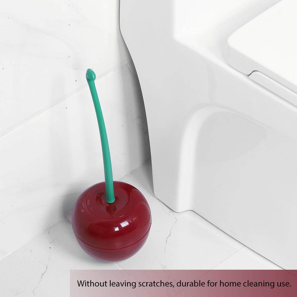 Toilet Brush Holder Set, Toliet Brush with Holder Standing Set Cherry - Shape Lavatory Bathroom Tool(Red)