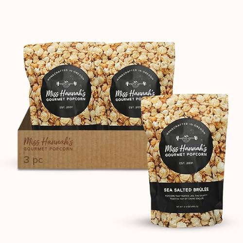 Miss Hannah's Gourmet Sea Salted Brûlée Popcorn - Sweet & Salty Caramelized Crunch with a Crème Brûlée Twist | Gourmet Popcorn Snack | Gluten-Free
