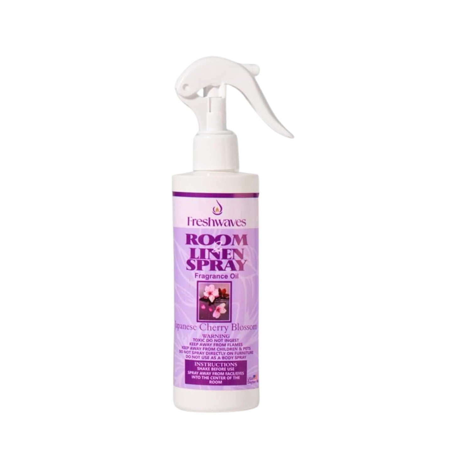 Freshwaves Room and Linen Spray | Japanese Cherry Blossom Fragrance Oil | 8oz Air Spray Freshener | Room Spray Odor Eliminator for Living Room |