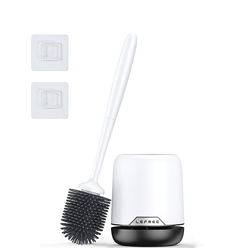 Lefree Silicone Toilet Brush,Rubber Toilet Bowl Brush and Holder Set with Ventilated Holder, Toilet Cleaner Brush for Bathroom,Floor Standing & Wall