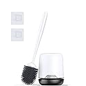 Lefree Silicone Toilet Brush,Rubber Toilet Bowl Brush and Holder Set with Ventilated Holder, Toilet Cleaner Brush for Bathroom,Floor Standing & Wall