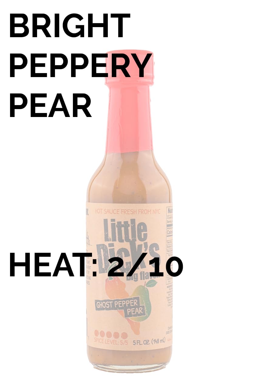 Ghost Pepper Pear Hot Sauce By Little Dick's, Fiery Hot Sauce Made With Flavors of Pear, Ghost Pepper & Mustard, Made With All Natural Ingredients, 5