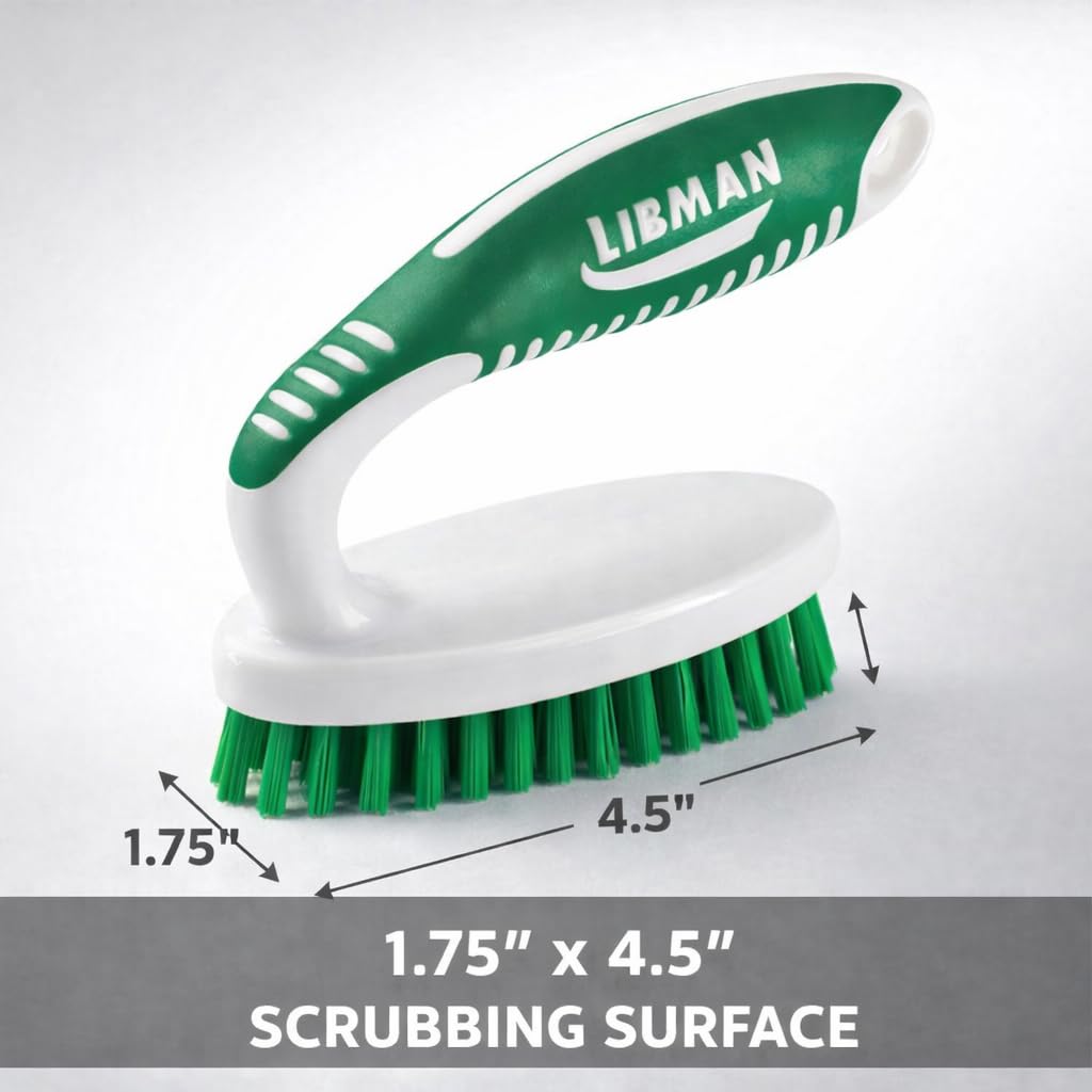LIBMAN Small Scrub Brush - Heavy Duty Scrub Brush with Strong Stiff Bristles - 3 Pk Durable Cleaning Brushes for Cleaning Bathroom, Kitchen, Floor
