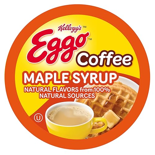 Eggo Beverages Maple Syrup Waffle Flavored Coffee Pods for Keurig K Cup Brewers, Fair Trade Certified, 40 Count - Sweet and Rich Breakfast Brew
