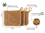Natural Hemp Sponges for Dishes - Biodegradable Scrubber for dishwashing -Organic Reusable Unsponges Hand Knitted- Eco Friendly 100%-Compostable Set