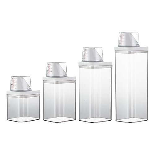 Laundry Detergent Dispenser | Washing Powder Dispenser with Measuring Cup,Reusable Empty Bottles Laundry Washing Up Powder Container Soap Detergents