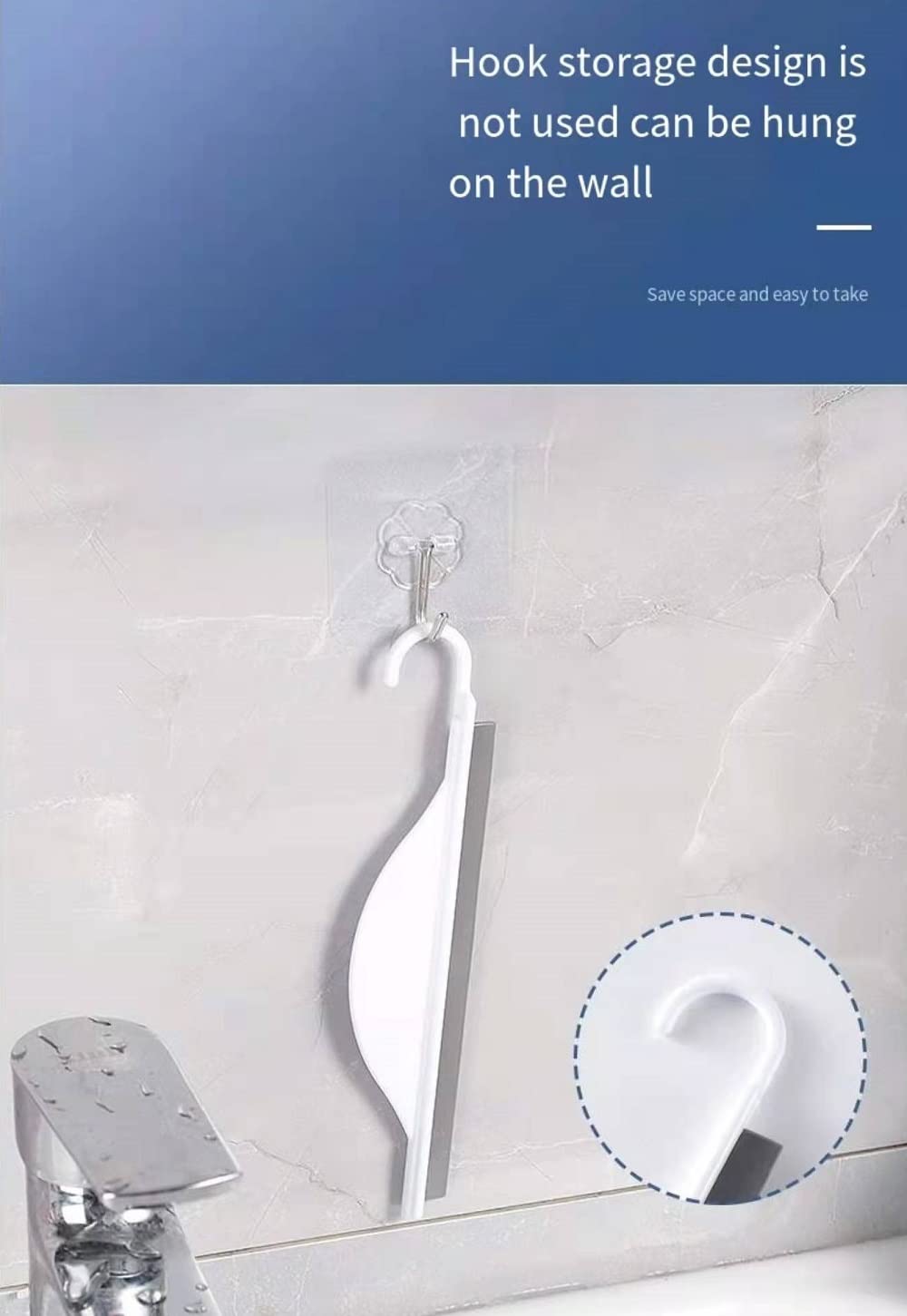 2Pcs Mini Squeegee with Hanging Hook, Bathroom Shower Mirror Squeegee for Tiles, Silicone Small Kitchen Countertop Sink Wiper Scrape Cleaner Tool