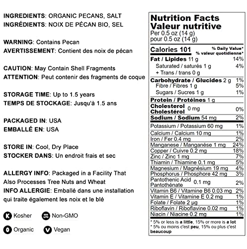 Food to Live Organic Dry Roasted Pecan Halves with Himalayan Salt, 12 Pounds Non-GMO, Oven Roasted Lightly Salted Nuts, No Oil Added, Vegan Snack