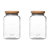 Ball Stack & Store Glass Mason Jars with Wooden Lid, Used for Pantry, Cookies, Flour, Cereal, Rice, Sugar, Tea, Coffee Beans, Spices, Square, 15.6-Cup