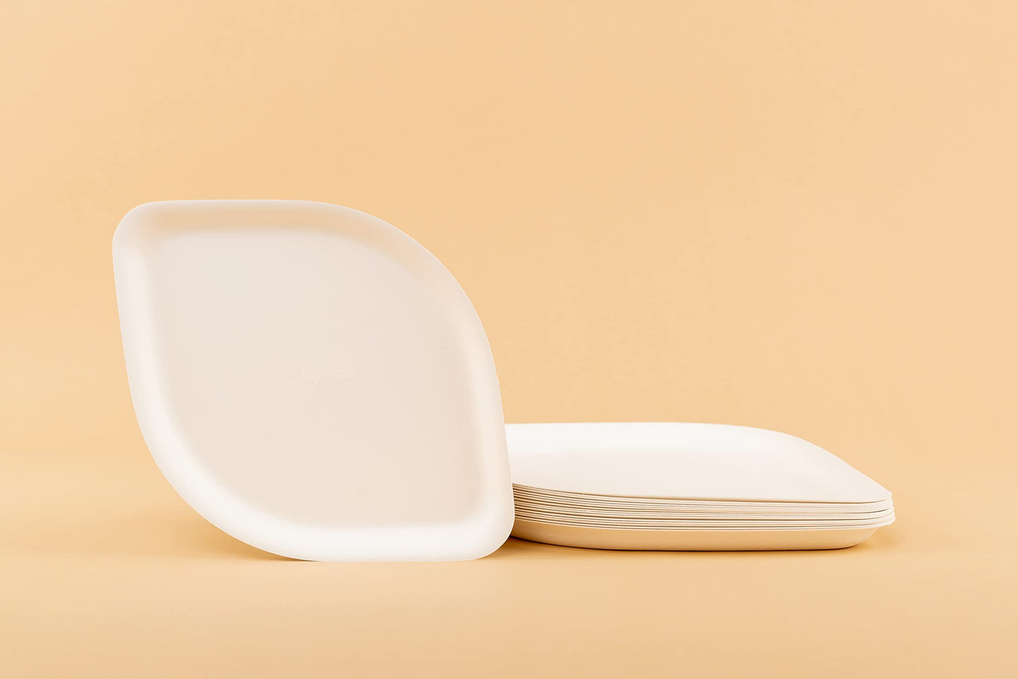 Pickytarian White Bamboo Appetizer Plates - 8 Inch Compostable Paper Plates - Heavy Duty Eco Friendly Salad Dessert Plates - Elegant Plates