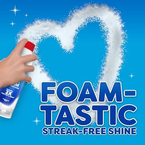 Windex Fast Shine Foam Glass Cleaner, No-Drip Windows, Doors, Mirrors & Countertops Aerosol Cleaning Spray, Streak-Free Shine, Removes Fingerprints