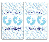60 Blue Footprints Baby Shower Miniatures Candy Bar Wrapper, Its a Boy Baby Shower Mini Candy Bar Stickers Decorations, Candy Not Included. Made in