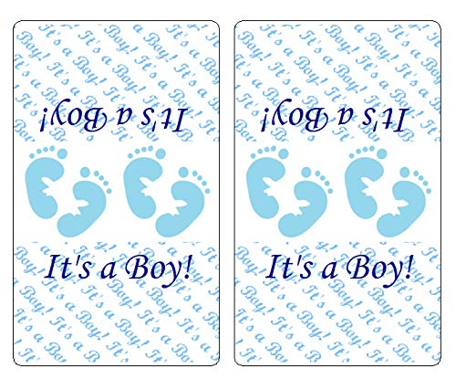 60 Blue Footprints Baby Shower Miniatures Candy Bar Wrapper, Its a Boy Baby Shower Mini Candy Bar Stickers Decorations, Candy Not Included. Made in