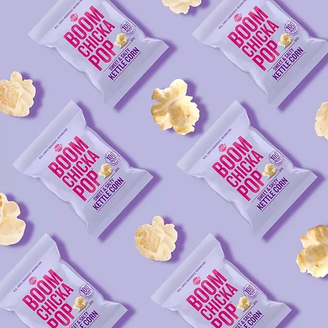 Angie's Boomchickapop Sweet & Salty Kettle Corn Popcorn Individual Bags | 14 ct./0.67 oz. | Comes with Gift Trove Card and Bag Clip (0.67 oz | Pack