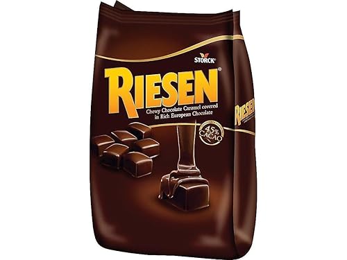 Riesen Dark Chocolate Covered Caramel Candies - Individually Wrapped Soft & Chewy Candy Pieces, 45% Cacao, European Dark Chocolate - 30 oz Bulk Bag