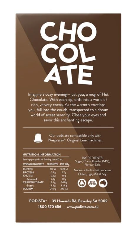 Nespresso Original Line Compatible Capsules Hot Chocolate Hot Cocoa Pods - Smooth & Creamy - 30 Pod Package