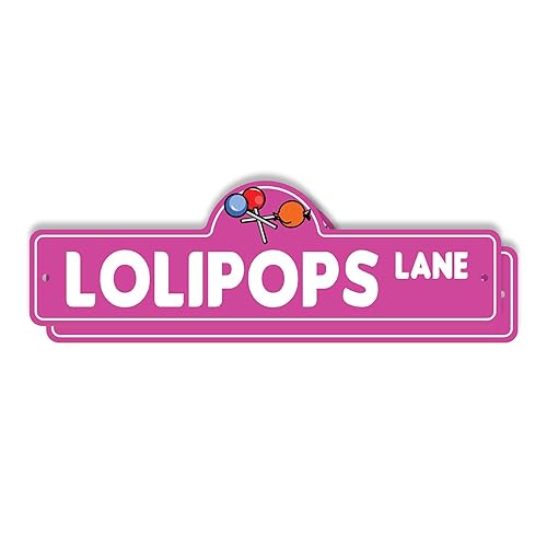 Lollipops (2 Pack) Plastic Street Sign - 7 Inch X 20 Inch Gift Candy Sweet Treat Kids Snack Dessert Sugar Stick Fun Party Colorful Gift