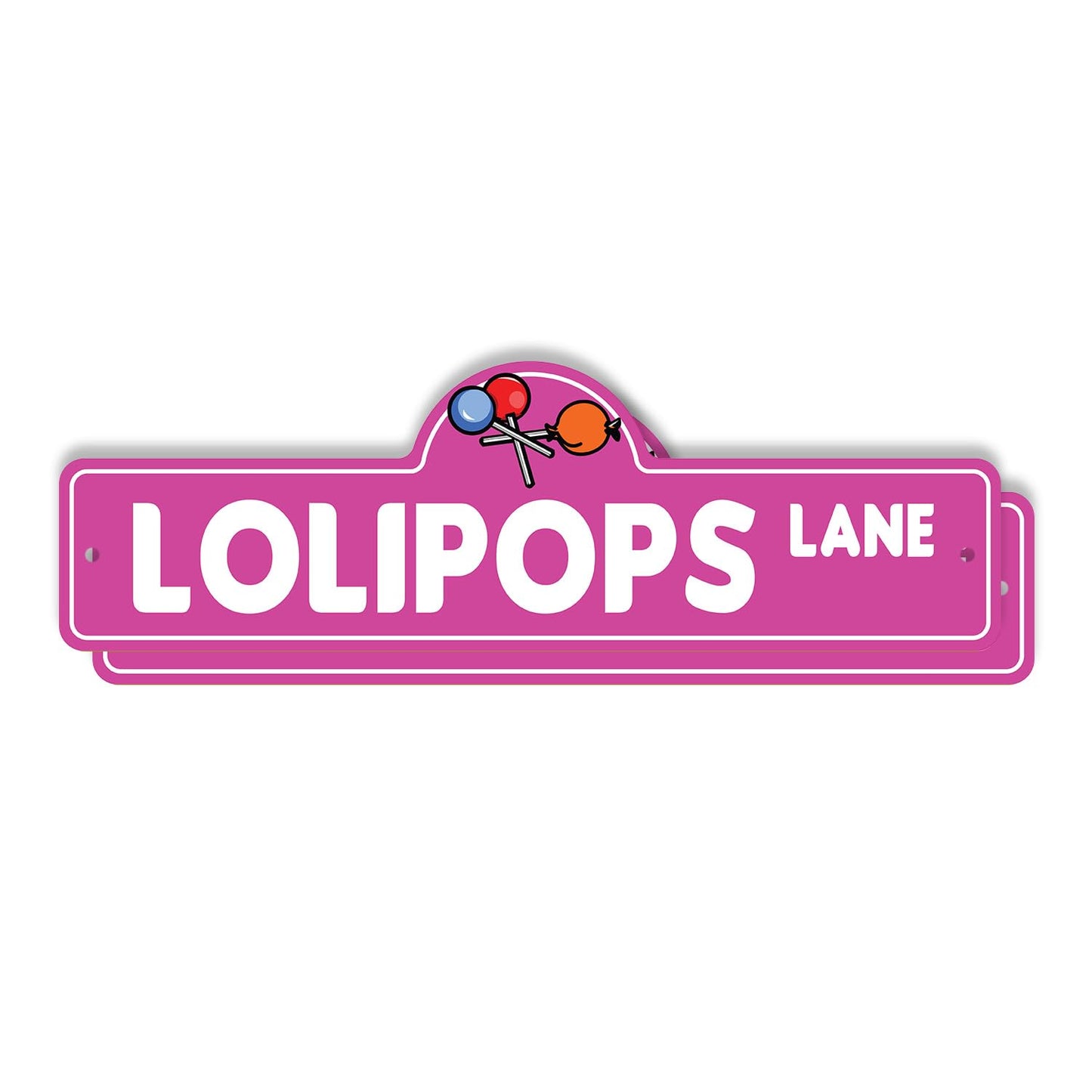 Lollipops (2 Pack) Plastic Street Sign - 7 Inch X 20 Inch Gift Candy Sweet Treat Kids Snack Dessert Sugar Stick Fun Party Colorful Gift