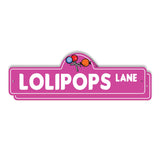 Lollipops (2 Pack) Plastic Street Sign - 7 Inch X 20 Inch Gift Candy Sweet Treat Kids Snack Dessert Sugar Stick Fun Party Colorful Gift