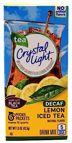 Crystal Light Decaf Lemon Iced Tea Natural Flavor Drink Mix, 12-Quart Canister (Pack of 5)
