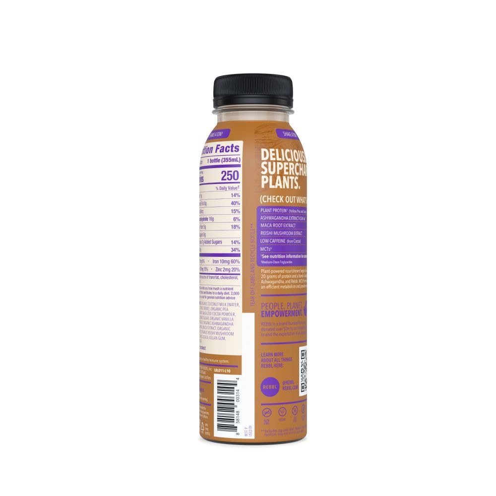 Rebbl Organic Dark Chocolate Protein Elixir, 12 FZ